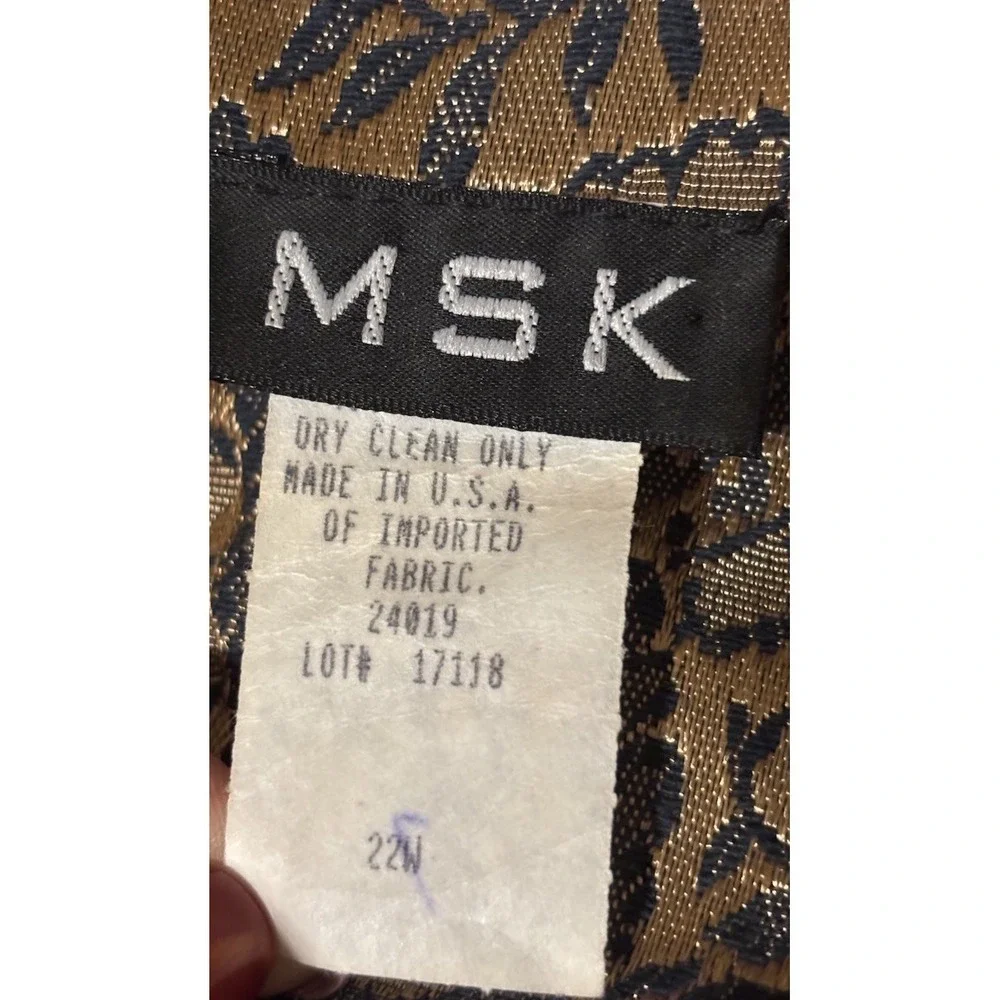 VTG 80s Women MSK Embroidered Dinner Dress Jacket Metallic Gold Paisley Size 22W - Picture 6 of 10